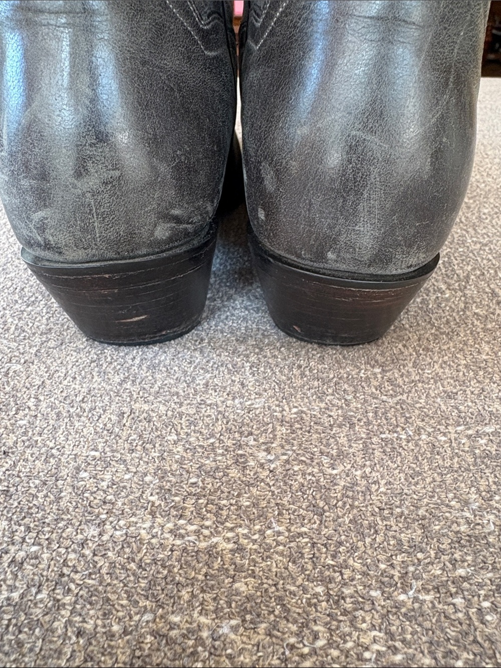 DAN POST Crazy Cow Leather Boots Charcoal Gray Black Cowgirl Boho Sz 8.5 med - Picture 6 of 9